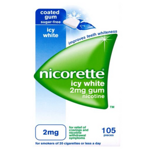 Nicorette Icy White Chewing Whitening Gum, 2 mg, 105 Pieces (Stop Smoking Aid/ Quit Smoking)