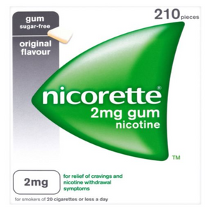 Nicorette Original Chewing Gum, 2 mg, 210 Pieces (Stop Smoking Aid) - Packaging May Vary