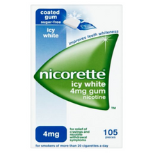 Load image into Gallery viewer, Nicorette Icy White Chewing Whitening Gum, 4 mg, 105 Pieces (Stop Smoking Aid)