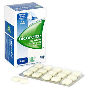 Nicorette Icy White Chewing Whitening Gum, 4 mg, 105 Pieces (Stop Smoking Aid)