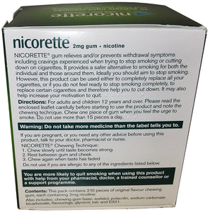 Nicorette Original Chewing Gum, 2 mg, 210 Pieces (Stop Smoking Aid) - Packaging May Vary