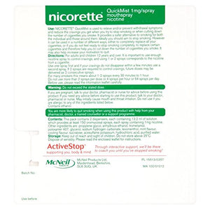 Nicorette QuickMist Mouth Spray Duo Pack, Fresh Mint, 1 mg (Stop Smoking Aid)