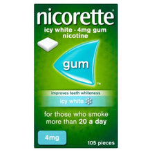 Load image into Gallery viewer, Nicorette Icy White Chewing Whitening Gum, 4 mg, 105 Pieces (Stop Smoking Aid)