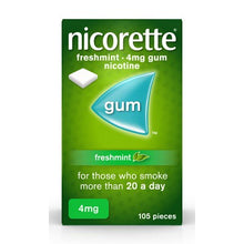 Load image into Gallery viewer, Nicorette Fresh Mint Chewing Gum, 4 mg, 105 Pieces (Stop Smoking Aid)