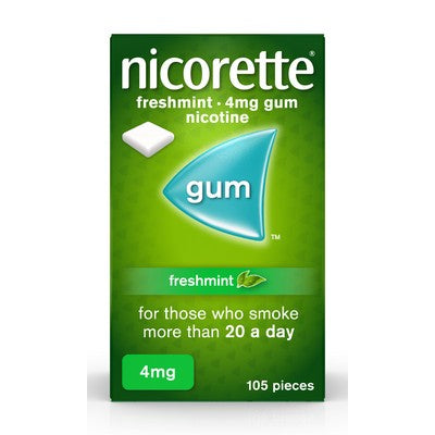 Nicorette Fresh Mint Chewing Gum, 4 mg, 105 Pieces (Stop Smoking Aid)